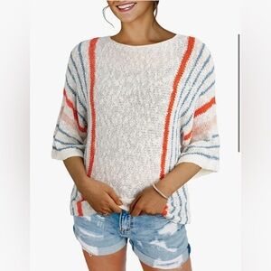 NWOT Dokotoo Color Block Striped Lightweight Cable Knit Sweater